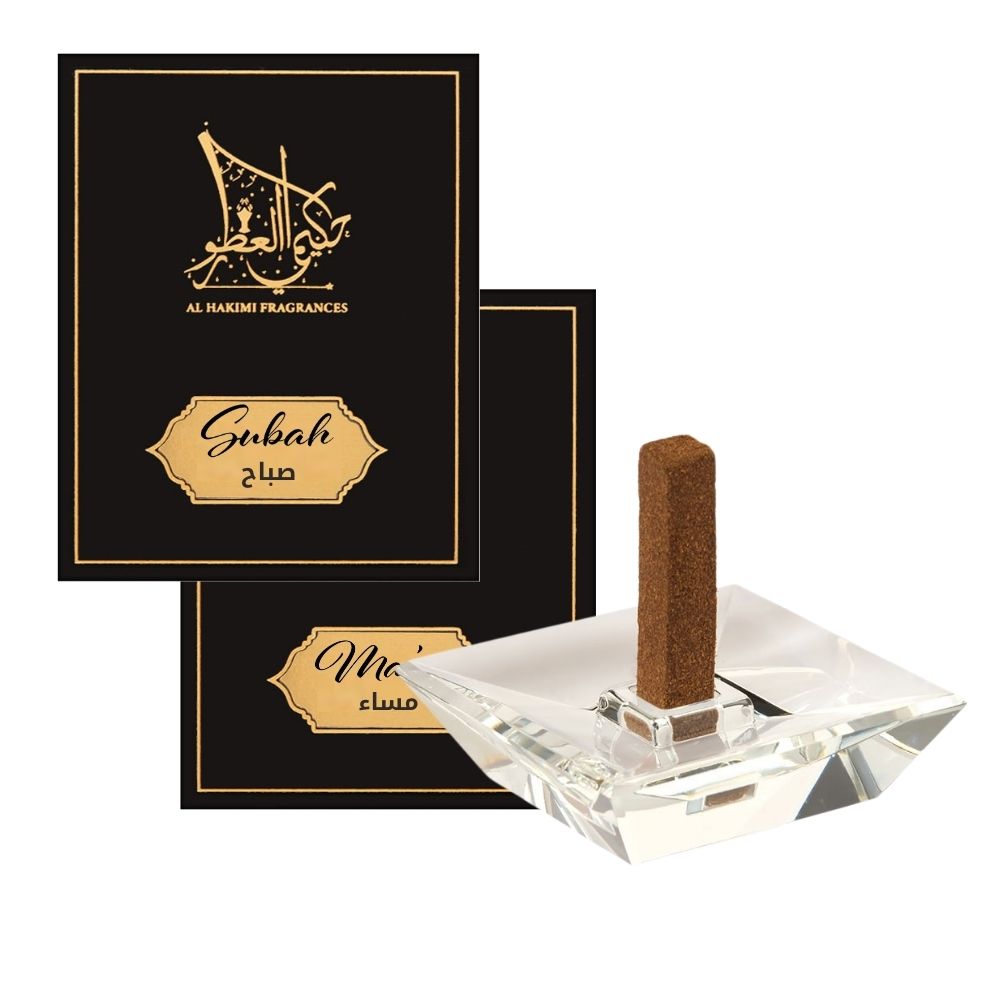عطور الحكيمي سمارت عود - صباح ومساء - 10 أعواد مع قاعدة كريستالية