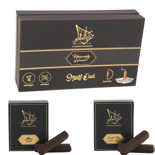 Al Hakimi Fragrances Combo Pack of  Heavenly, Smell Me & Abeer - 30 Sticks with a Crystal Stand