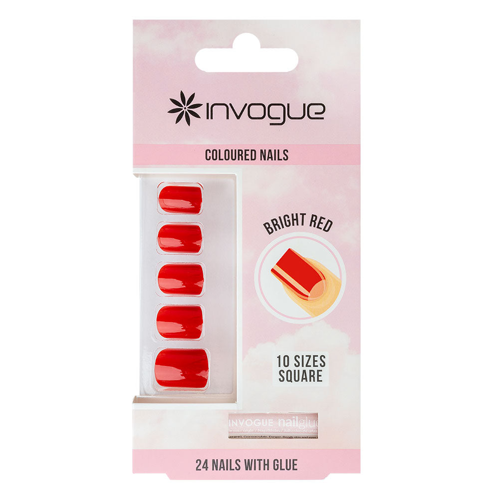 Invogue-bright Red Square Nails