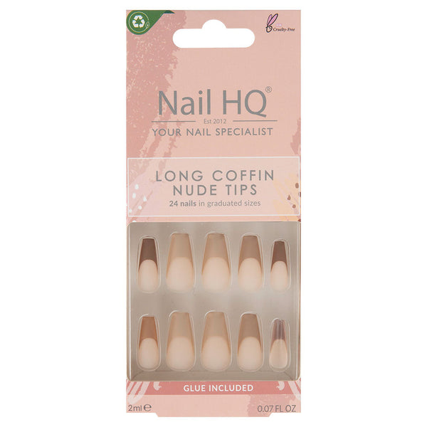 أظافر صناعية طويلة بشكل تابوت ولون طبيعي من نيل إتش كيو (Nail HQ)