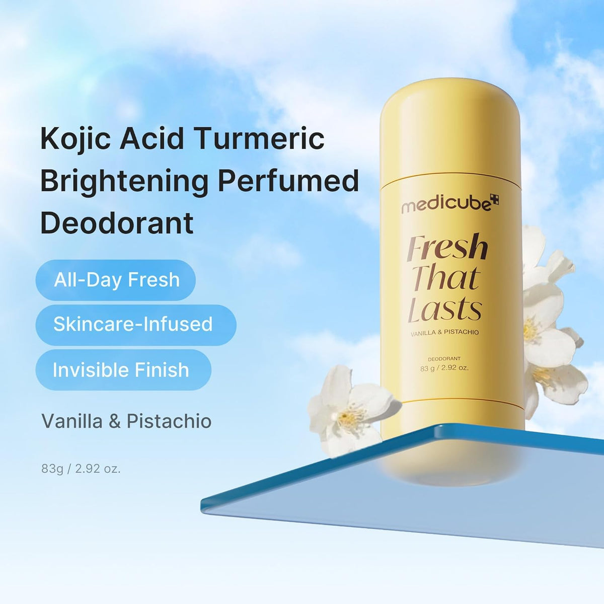 Medicube Kojic Acid & Turmeric Aluminum-Free Deodorant Stick - Vanilla & Pistachio 83g