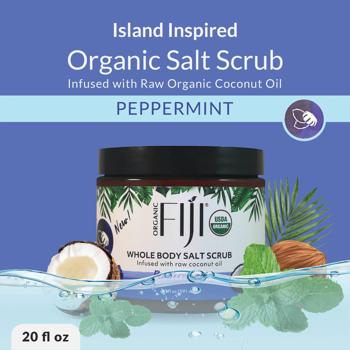 Fiji Organic - Whole Body Sea Salt Scrub Infused With Coconut Oil - Peppermint