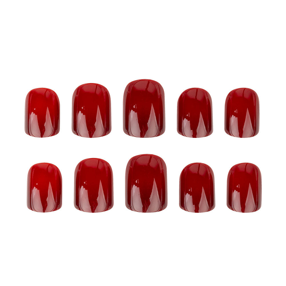 أظافر مربعة من نيل إتش كيو (Nail Hq) باللون الأحمر الداكن