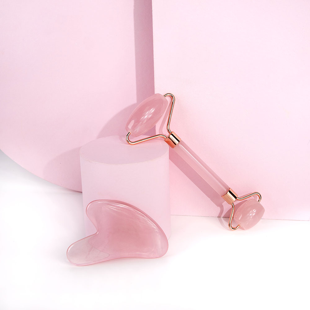 Brushworks - Rose Quartz Roller & Gua Sha