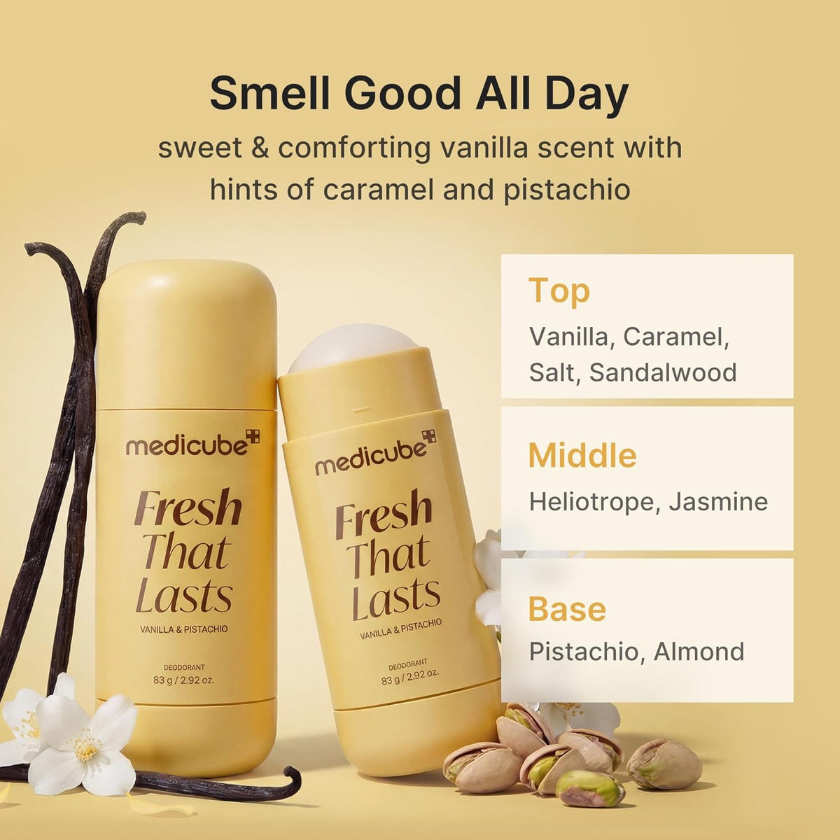 Medicube Kojic Acid & Turmeric Aluminum-Free Deodorant Stick - Vanilla & Pistachio 83g