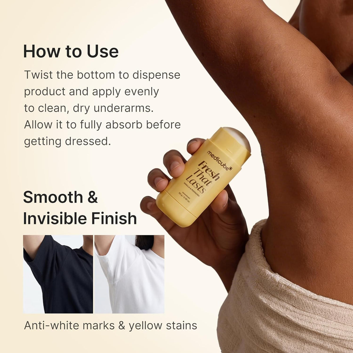 Medicube Kojic Acid & Turmeric Aluminum-Free Deodorant Stick - Vanilla & Pistachio 83g