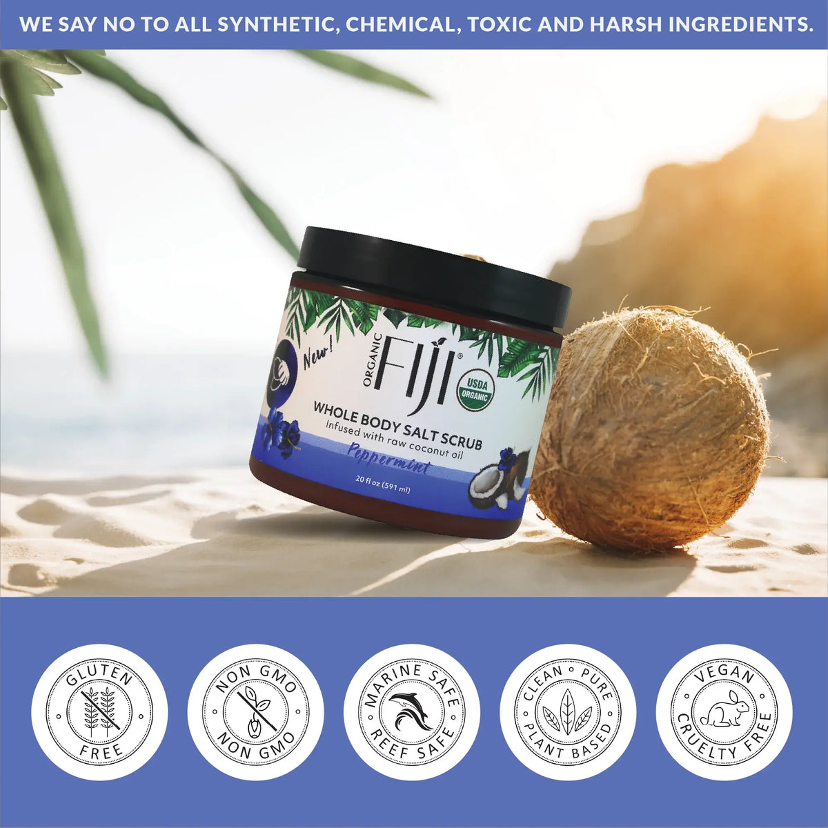 Fiji Organic - Whole Body Sea Salt Scrub Infused With Coconut Oil - Peppermint