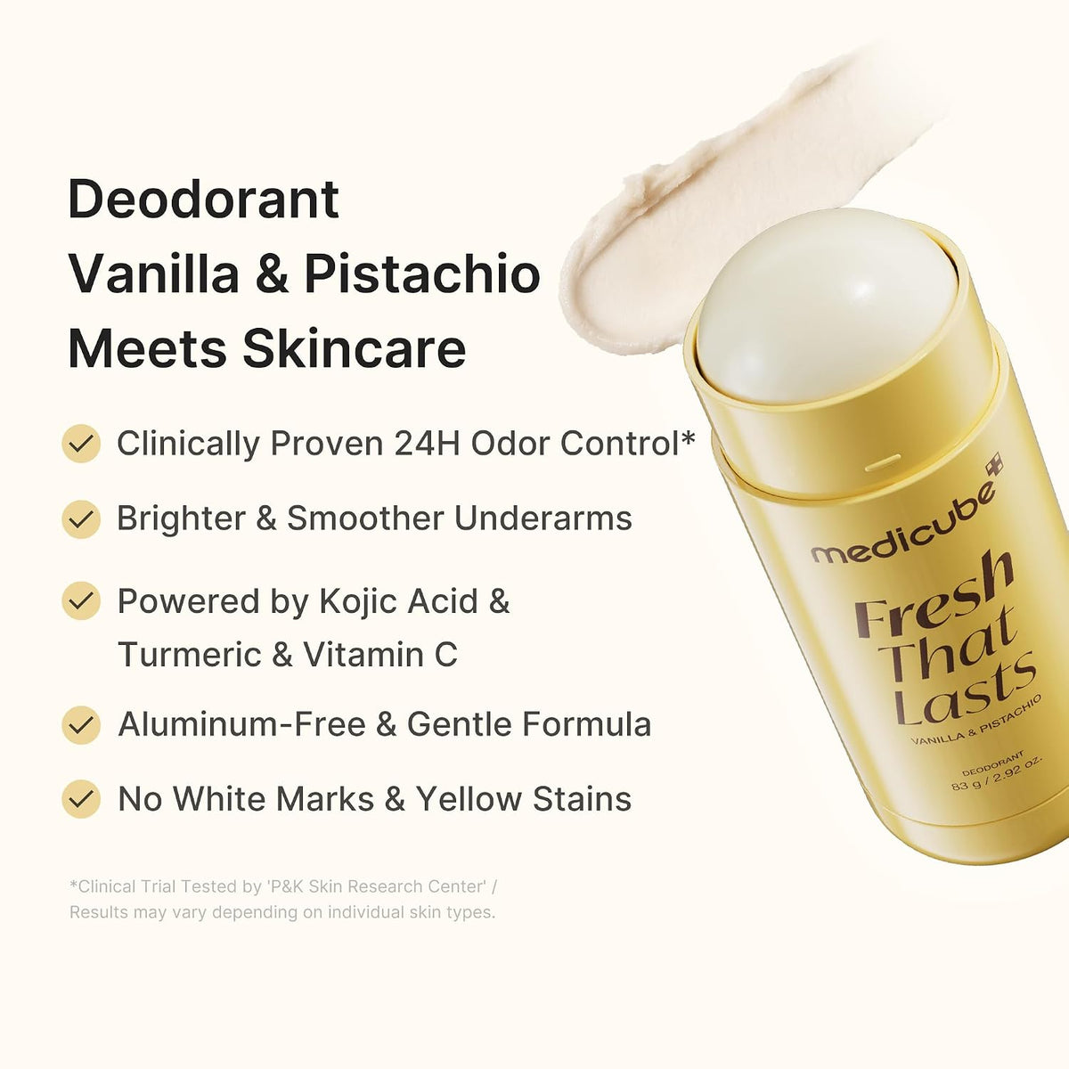 Medicube Kojic Acid & Turmeric Aluminum-Free Deodorant Stick - Vanilla & Pistachio 83g