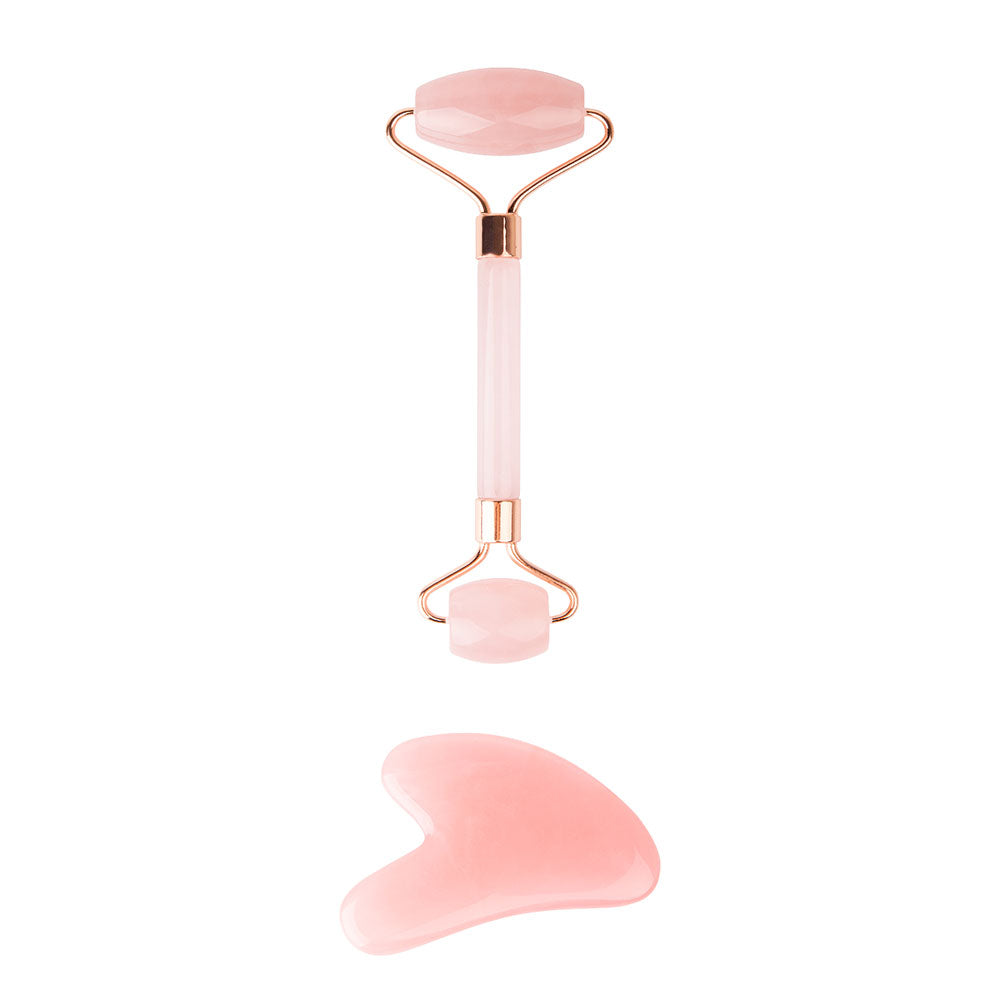 Brushworks - Rose Quartz Roller & Gua Sha
