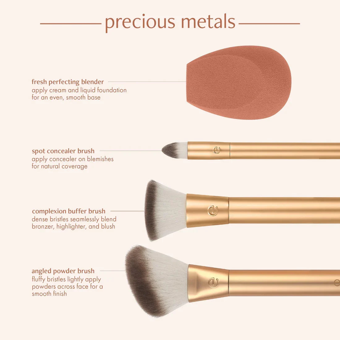 EcoTools - Precious Metals Face Blend + Sculpt Makeup Brush Set