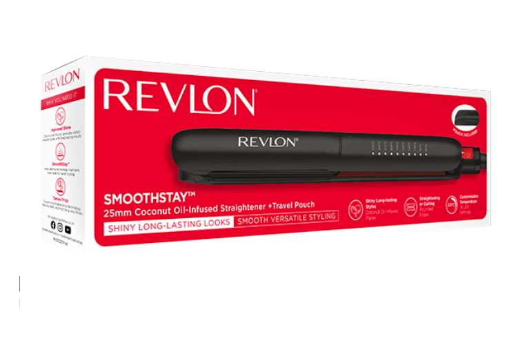 Revlon Smoothstay 25mm Coconut-oil Infused Straightener + Travel Pouch