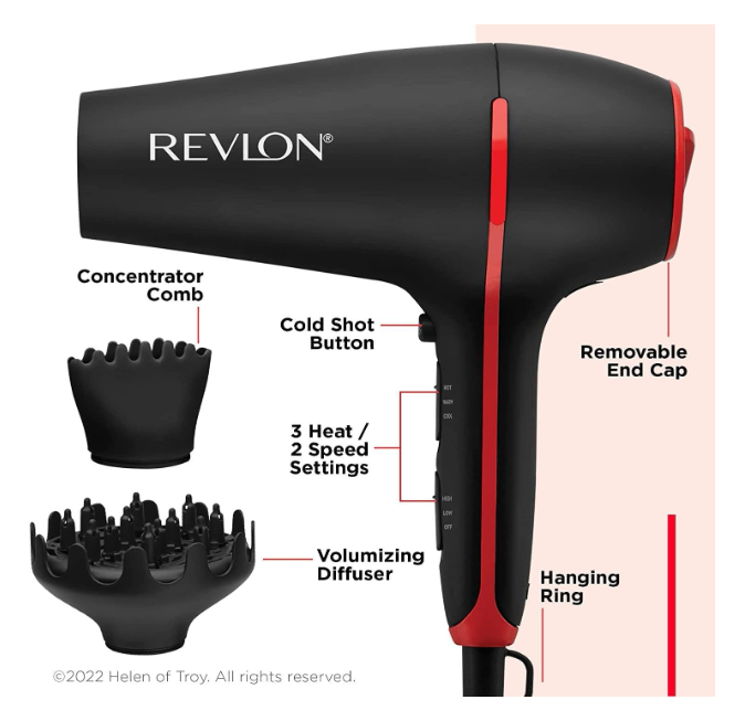 Revlon Smoothstay Coconut Oil-infused Hair Dryer + Volumizing Diffuser