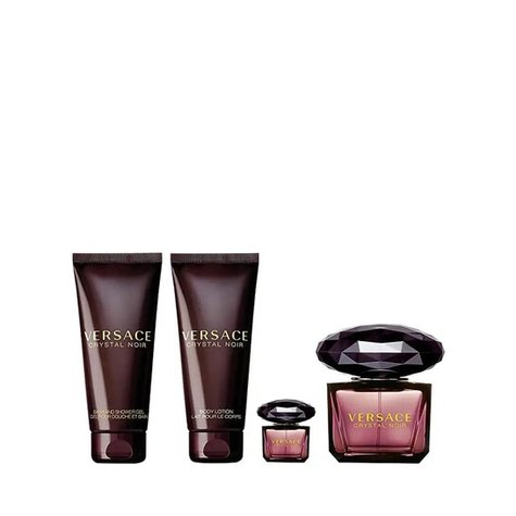 Versace Crystal Noir Pour Femme Edp Gift Set (90ml Perfume + 5ml Miniature + 100ml Body Lotion + 100ml Bath & Shower Gel