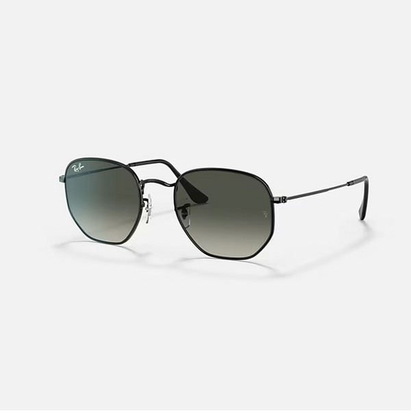 Ray-ban Hexagonal Black & Grey Gradient Irregular Sunglasses For Unisex Xl