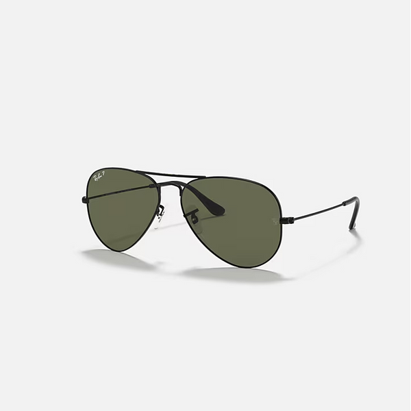 Ray-ban Aviator Classic Black & G-15 Green Pilot Sunglasses For Unisex Xl