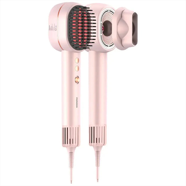 Porodo 2-In-1 Hair Dryer & Straightener Brush with Smart Temperature Control - Pink
