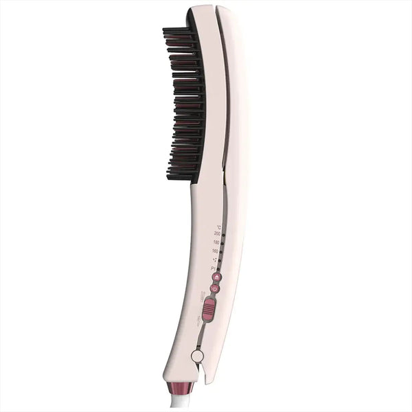Porodo Dual-Mode Hair Straightening Brush with Detachable Comb - Pink