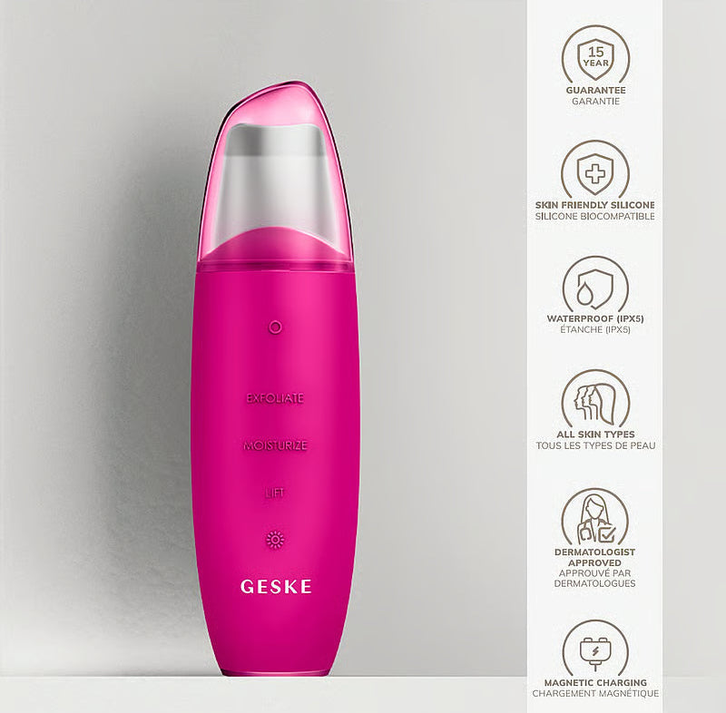 Geske Face Care - MicroCurrent Skin Scrubber Black Head Remover - 9 in 1 Magenta