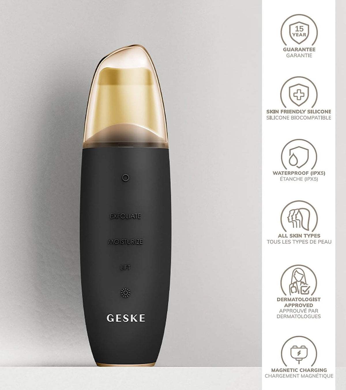 Geske Face Care - MicroCurrent Skin Scrubber Black Head Remover - 9 in 1 Gray