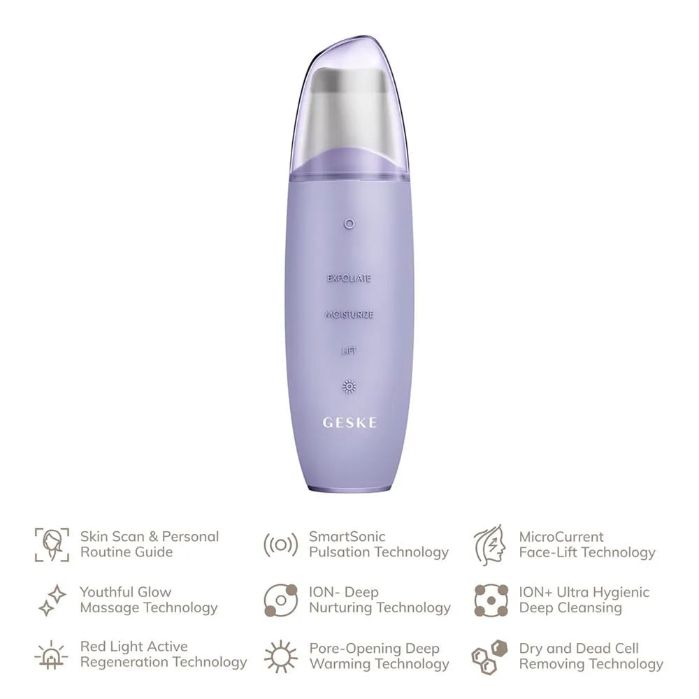 Geske Face Care - MicroCurrent Skin Scrubber Black Head Remover - 9 in 1 Purple