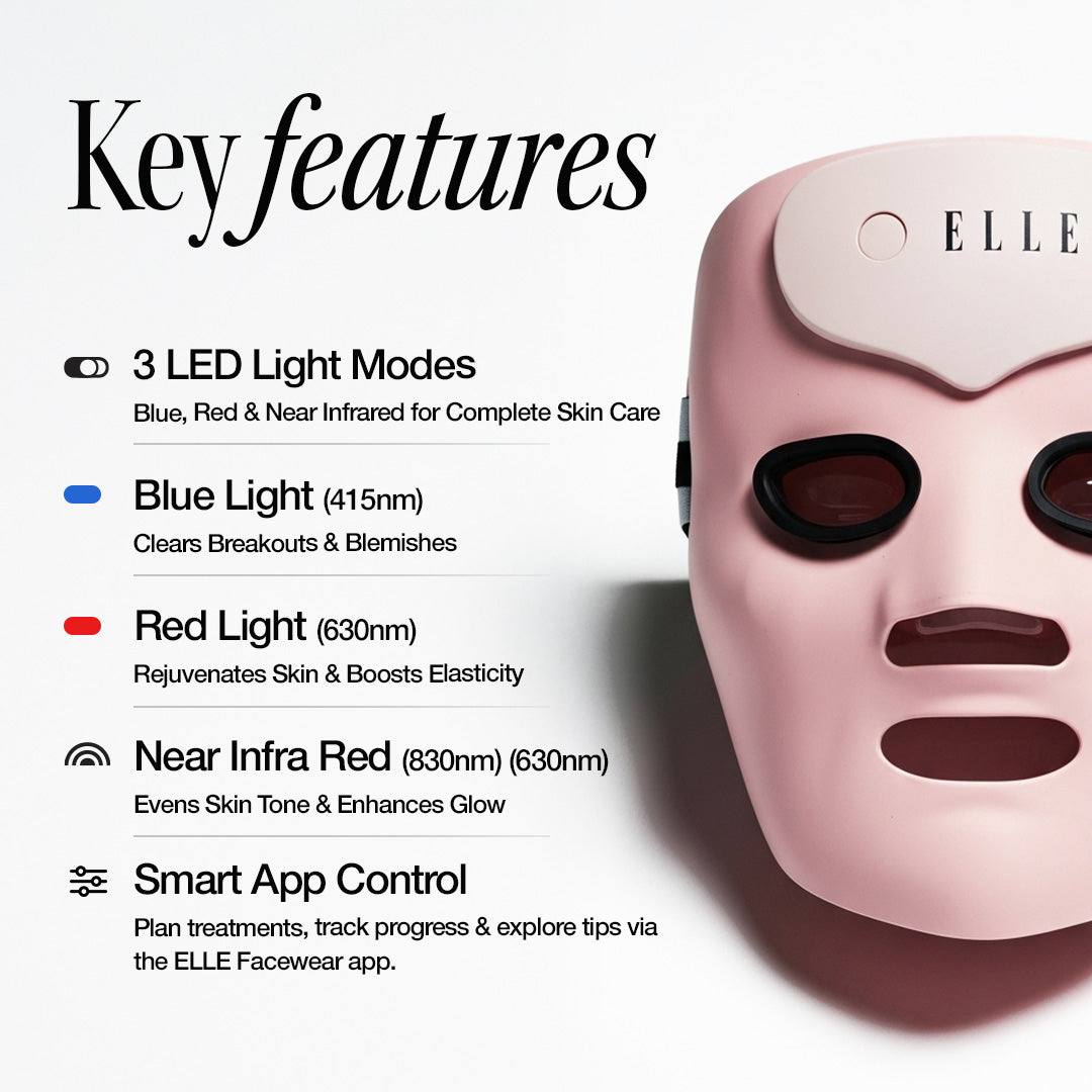 Elle LED Mask Radiance Boost Pro Facewear Pink Colour