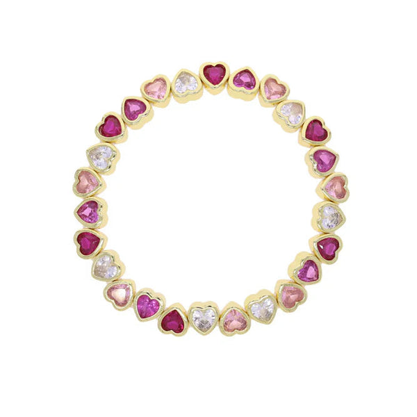 Sonrisa Pink Ombre Gold Hearts Bracelet