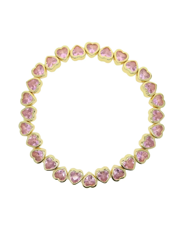 Sonrisa Pink - Gold Hearts Bracelet