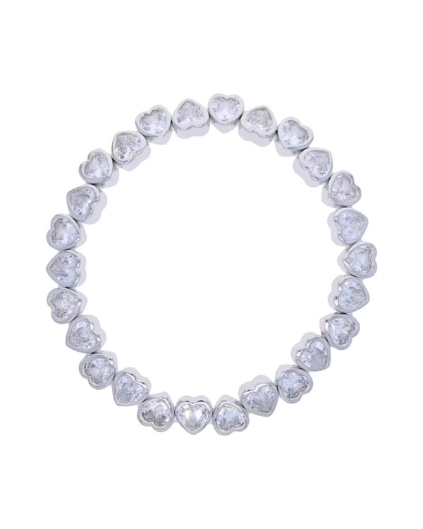Sonrisa White - Silver Hearts Bracelet