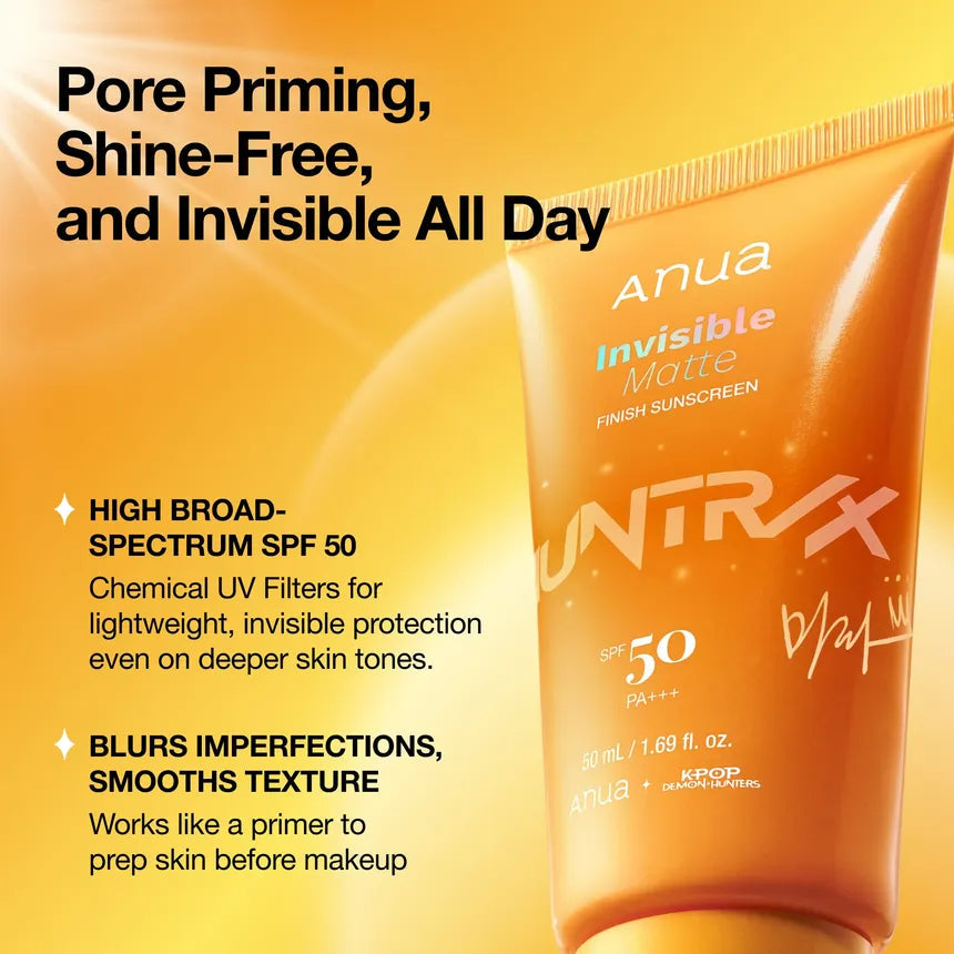 Anua K-Pop Demon Hunters Invisible Matte Finish Sunscreen SPF50+ PA++++ 50ml