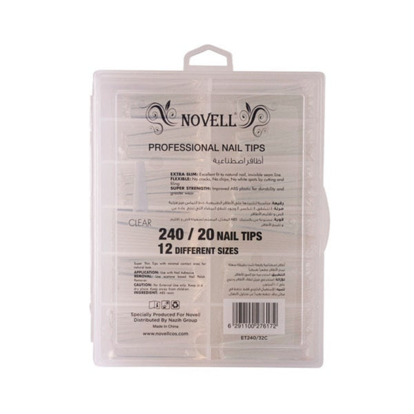 Novell Nail Tips Professional Clear - 12 Sizes - 20 Each