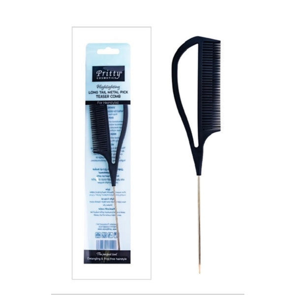 Pritty Long Tail Metal Pick Teaser Comb