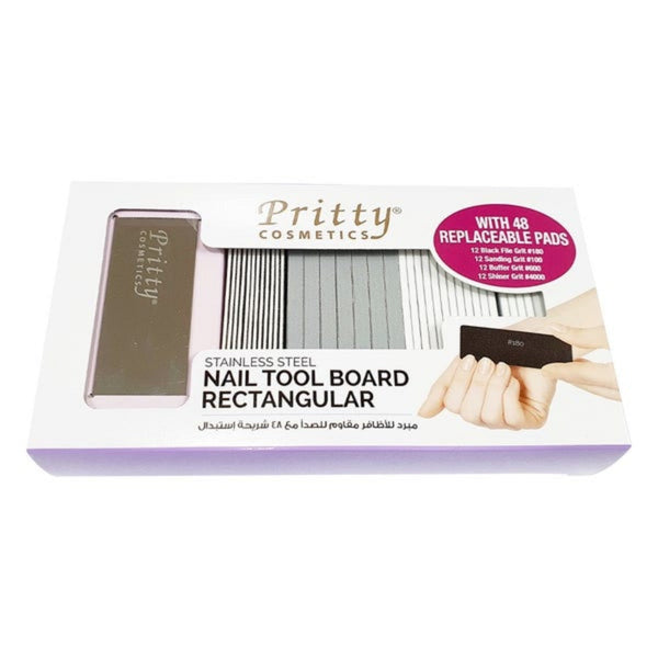 Pritty Stainless Steel Nail Tool Board Rectangle With 48 Pads